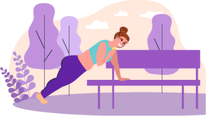 a cartoon image of a woman exercising in a park