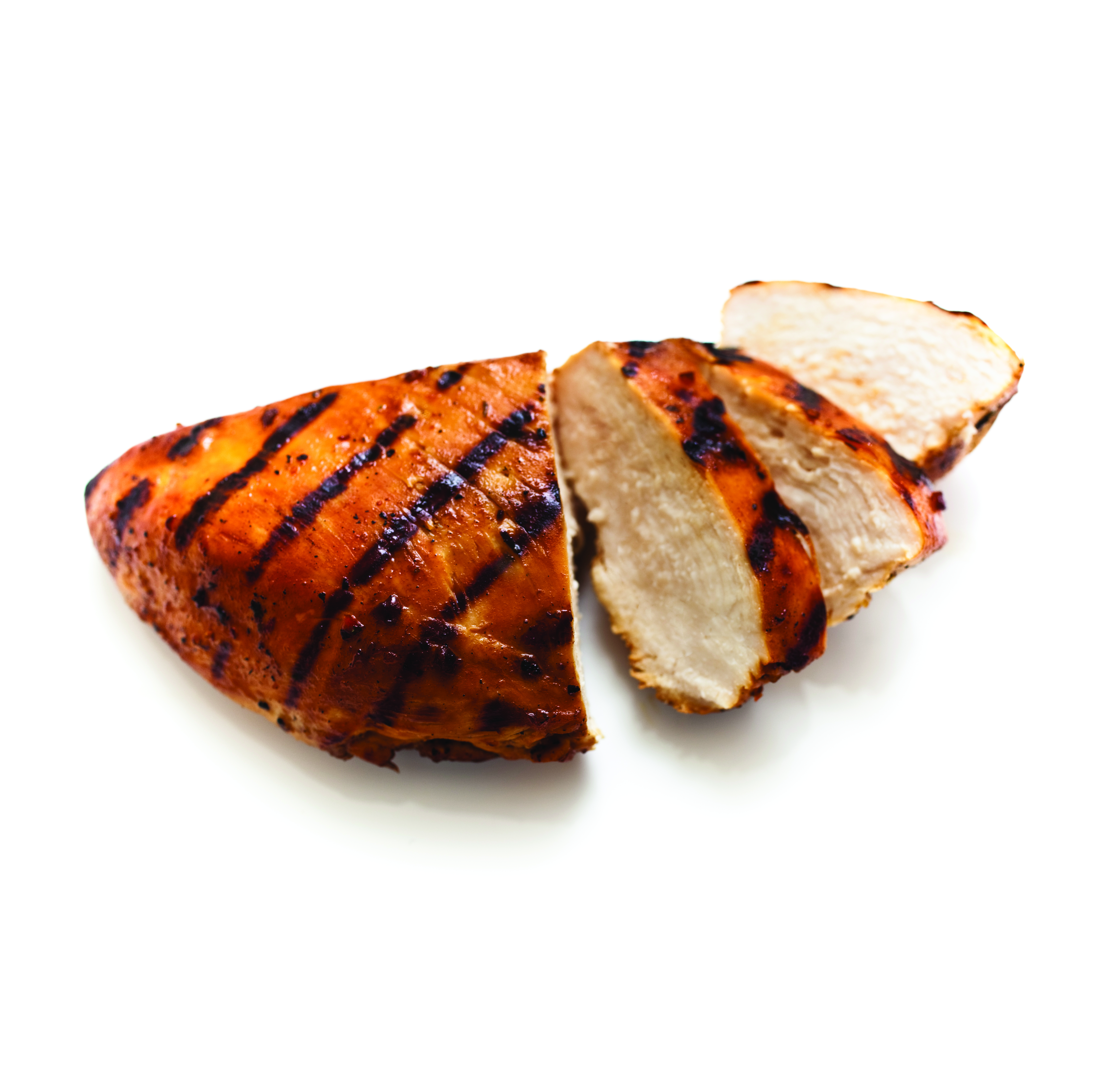 A piece of chicken with a grill on it