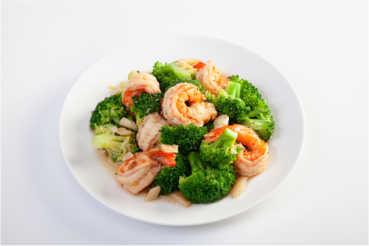 brocolini and prawns meal