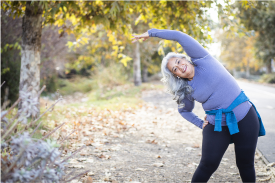 a woman stretching
