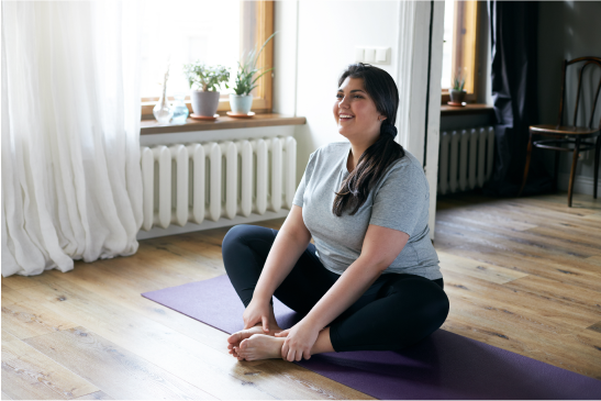 a woman doing yoga